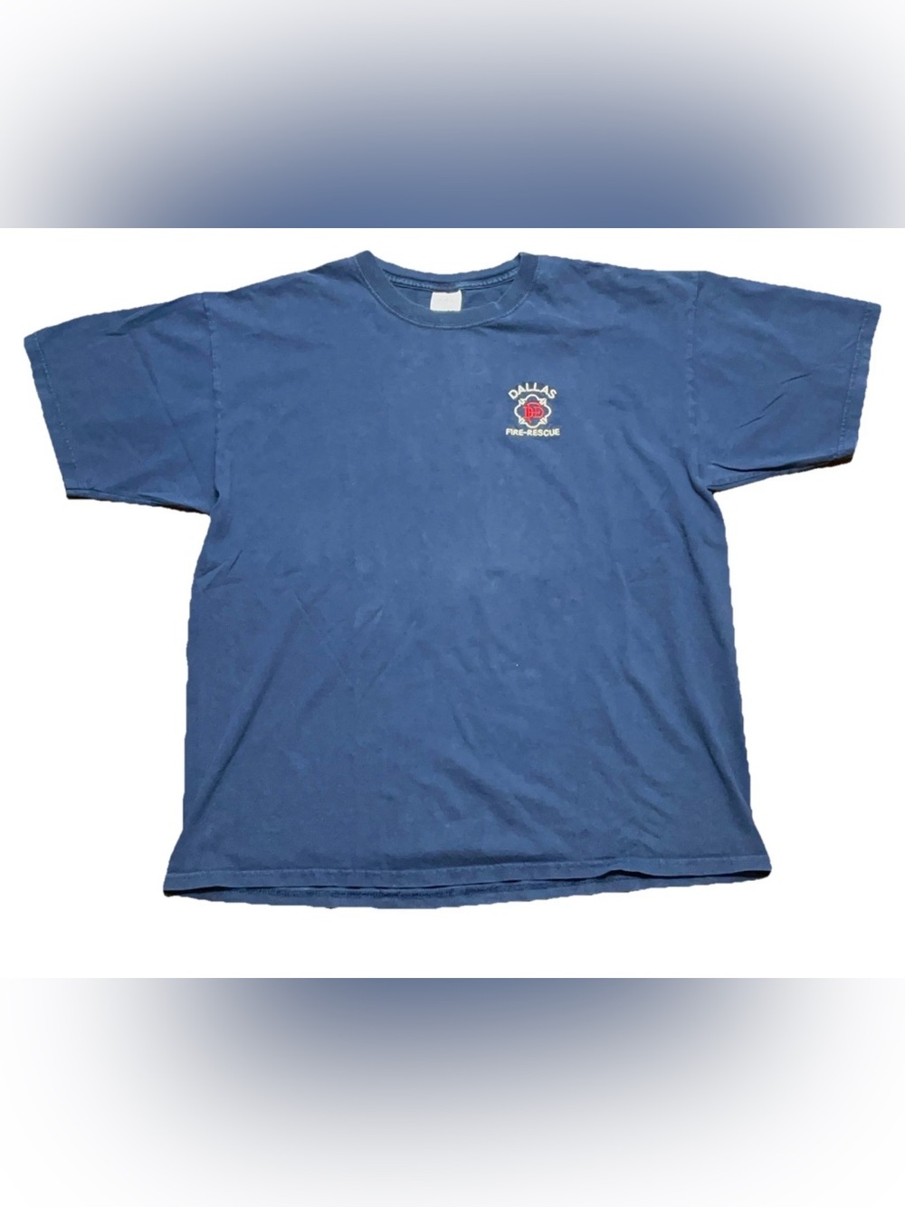 Vintage Gildan Dallas Fire Rescue T-Shirt Mens XL Navy Blue Short Sleeve Cotton